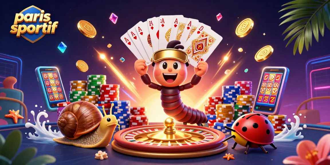 Paris sportif : un dealer millipède avec des cartes et un escargot jouant avec des jetons.