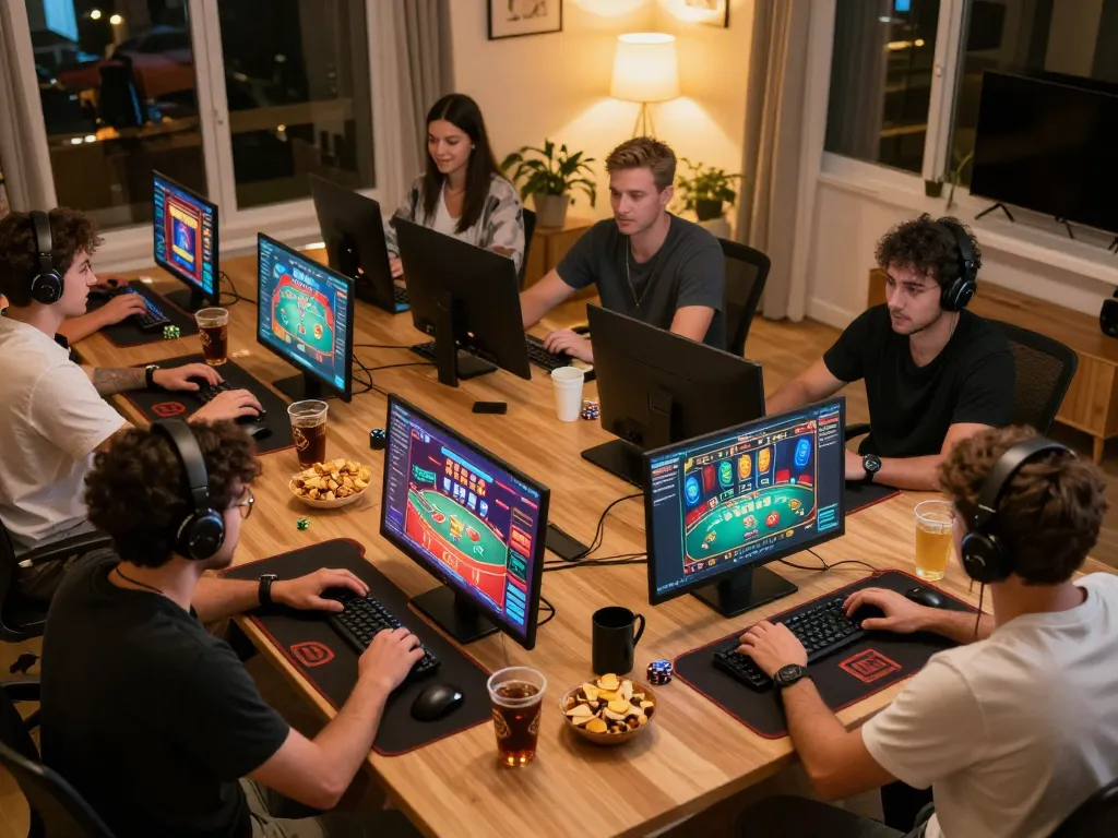 Players enjoying sc88 online casino games, showing thrilling live dealer interactions and gaming setups.
