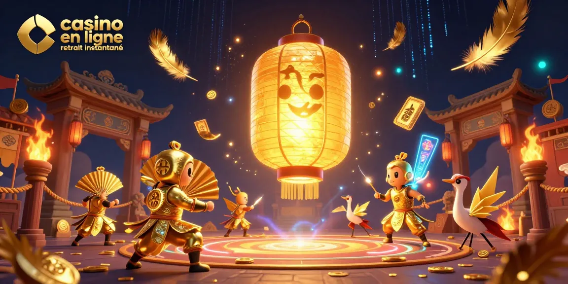 Profitez du casino en ligne retrait instantané avec cette illustration dynamique, représentant des éléments de jeu et des personnages captivants.