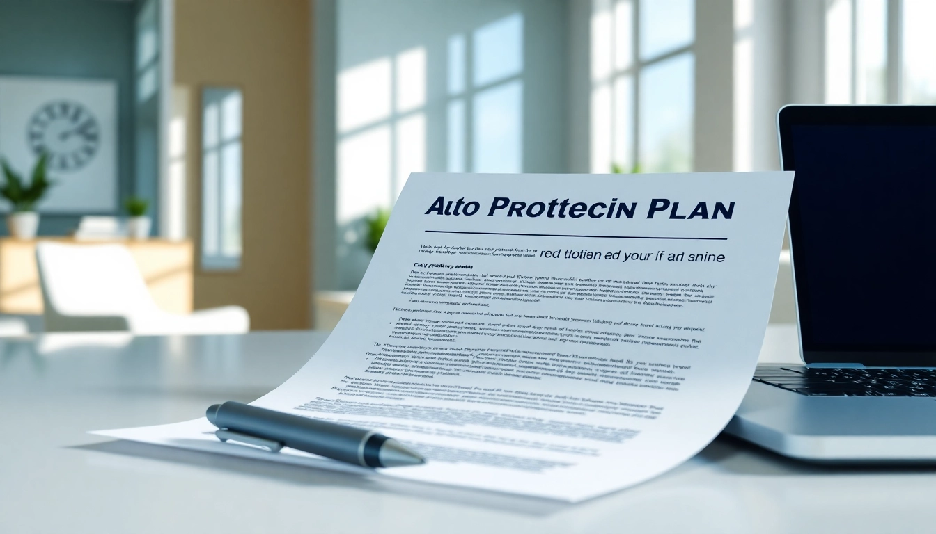 Highlighting an auto protection plan on a stylish office desk with modern accessories.