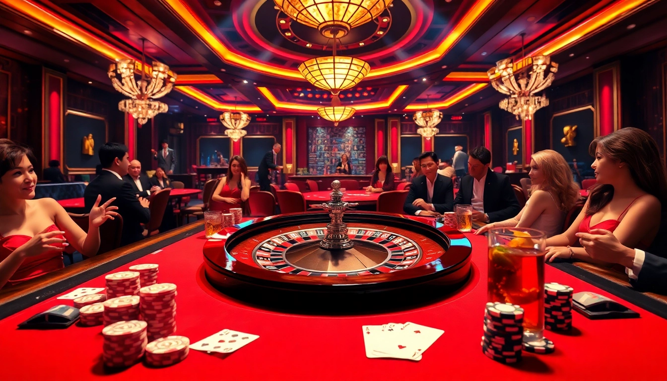 Permainan situs toto di kasino dengan pengunjung yang antusias dan roulette berkilau.