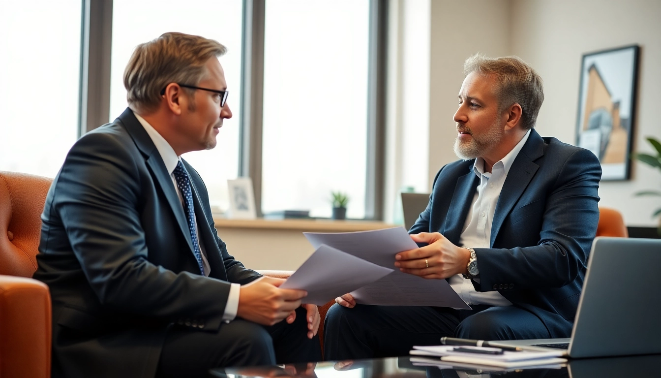 Truck accident attorney Clearwater consulting with a client in a professional office setting.