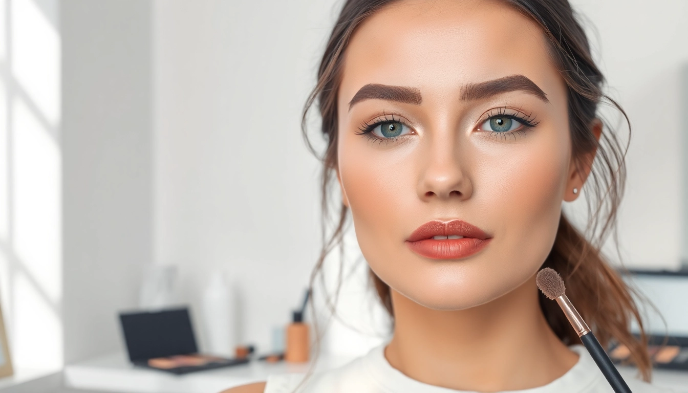 Enhance your look with stunning pencil eyebrows showcased by a professional model.