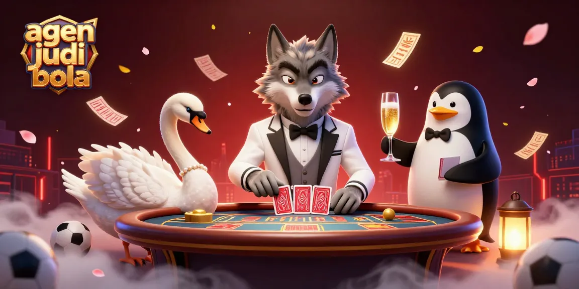 Experience strategizing with agen judi bola at a dynamic baccarat table featuring vibrant characters and engaging sports elements.