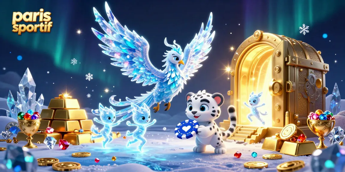 Paris sportif : une scène captivante avec un phénix de glace et des joyaux scintillants.