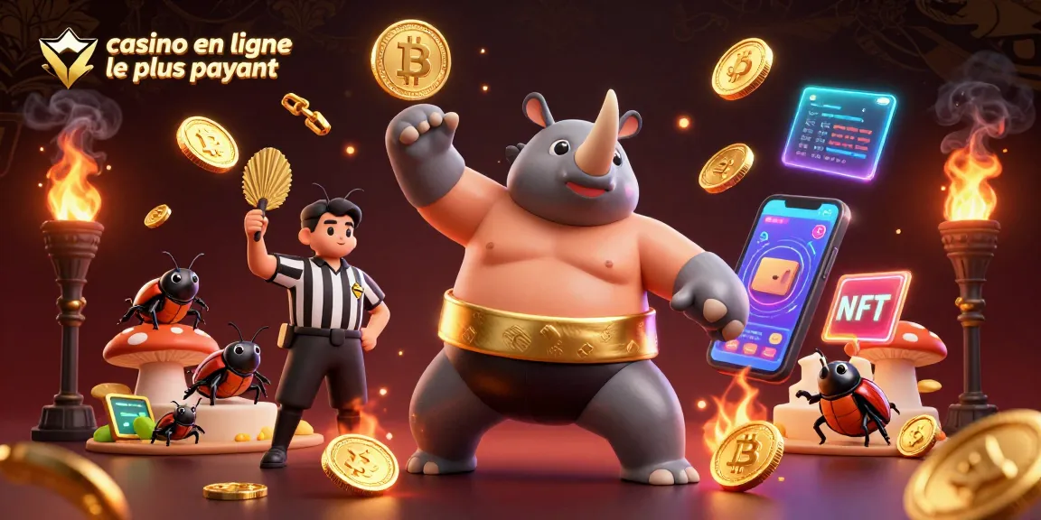 Illustration de la scène de la casino en ligne le plus payant avec un rhinocéros scarabée.