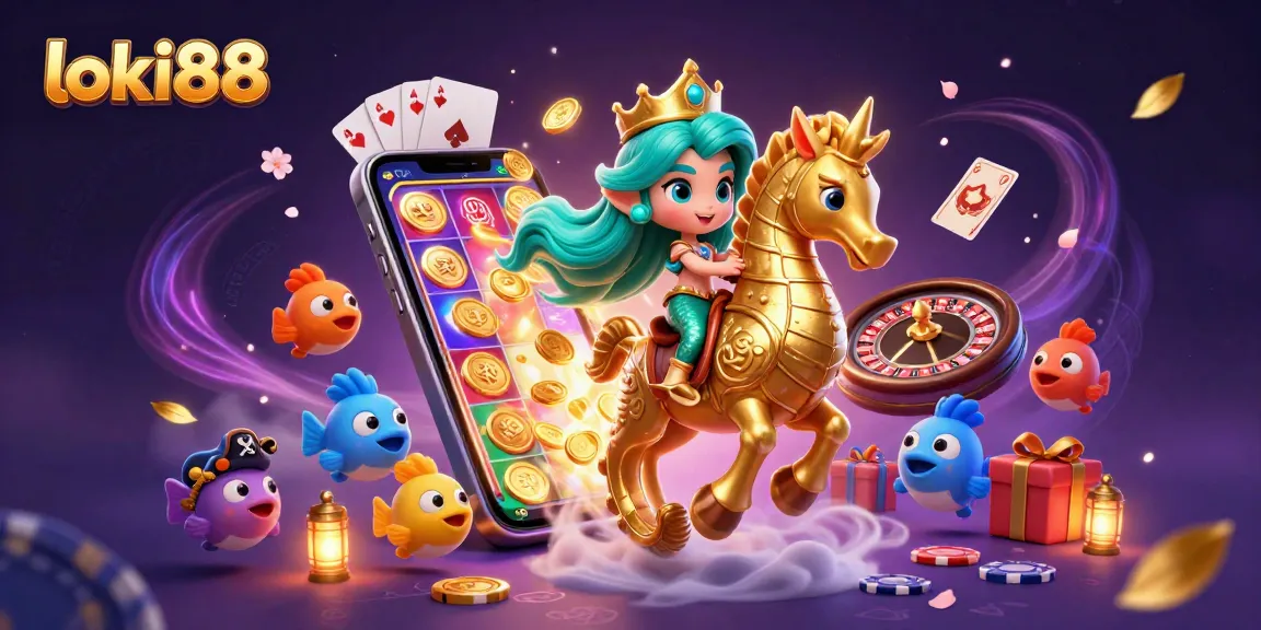 Experience the excitement at loki88 with a vibrant 3D mermaid princess in a casino setting.
