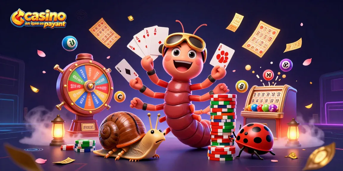La scène dynamique montre des personnages et des éléments de casino, mettant en avant le casino en ligne le plus payant avec des cartes et des jetons.