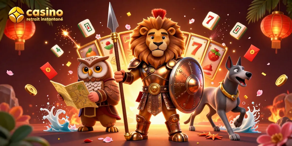 Jouez au casino en ligne retrait instantané avec ce lion spartan impressionnant entouré de chance et d'énergie.