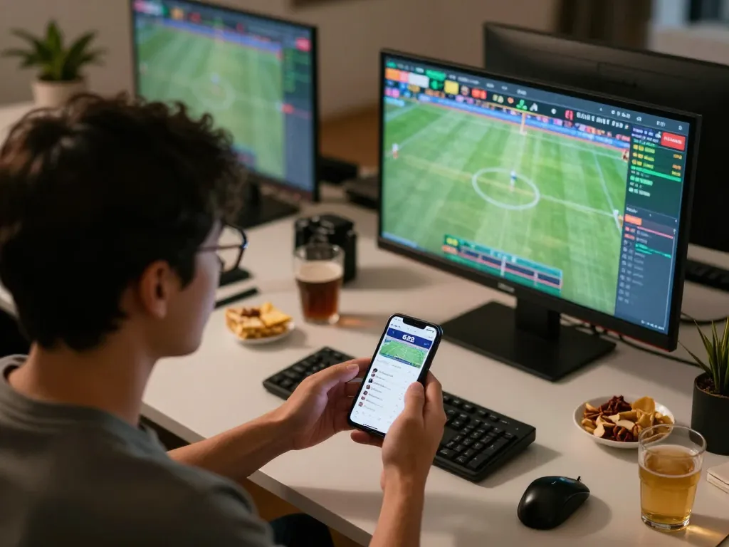 Focused sports betting action with g28 trang chủ app open, displaying live odds and betting options for exciting gameplay