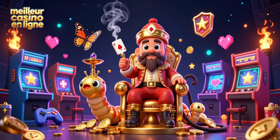 Gagnez avec le meilleur casino en ligne grâce à une illustration dynamique de jeux et symboles de poker.