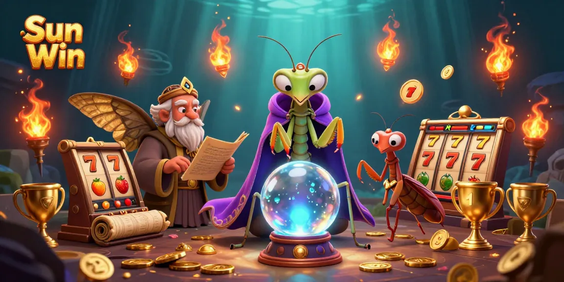 Engage in thrilling slot gameplay with Sun Win's vibrant 3D scene featuring fortune teller characters.