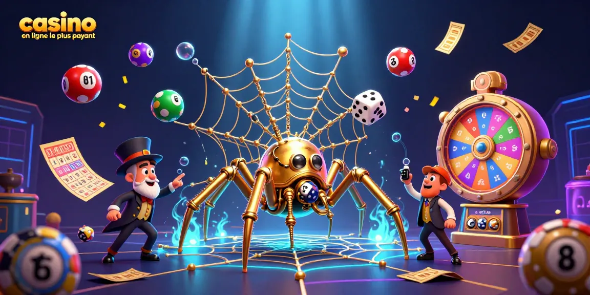 Visualisez l'univers du casino en ligne le plus rémunérateur avec une araignée dorée à vapeur et des éléments de loterie dynamique.