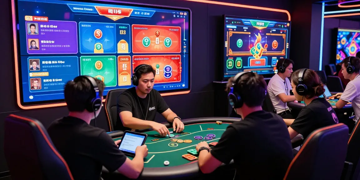 Exciting crypto casino scene with players engaging in virtual poker games and animated graphics.
