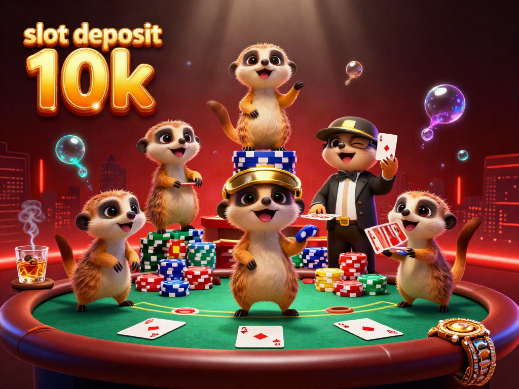 Experience thrilling action at the slot deposit 10k casino with meerkats running an exciting game scene.