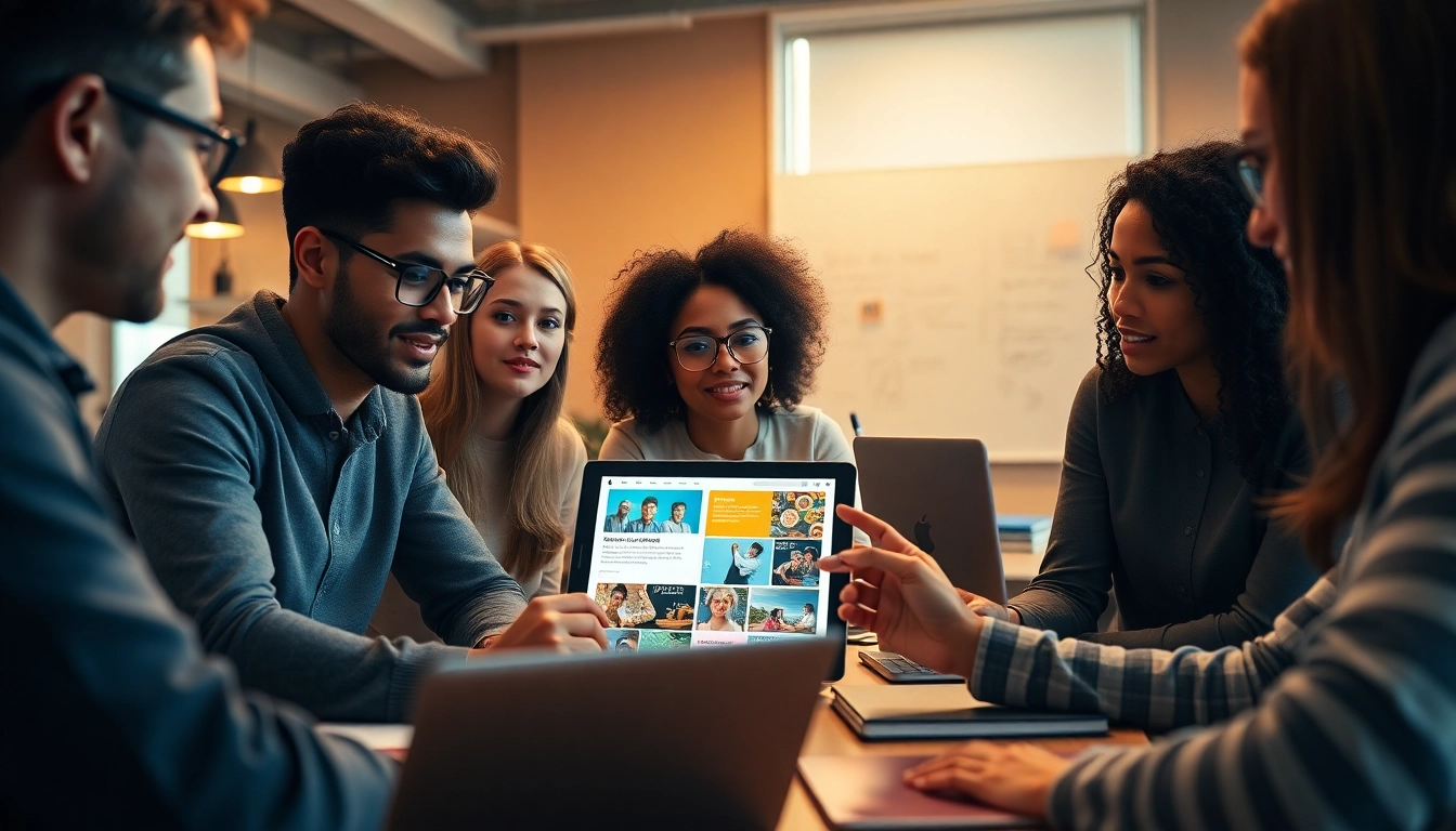 Image to prompt generator in action at a modern workspace with a diverse team brainstorming together.