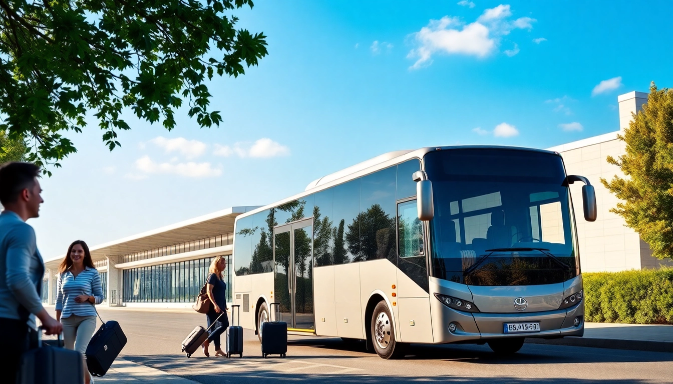 Efficient Beauvais Airport to Disney Transfer with friendly passengers boarding a shuttle bus.