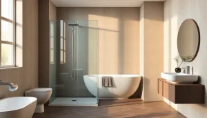 Sonni sanitär GmbH bietet elegante Badezimmerlösungen mit hochwertigen Duschtrennwänden.