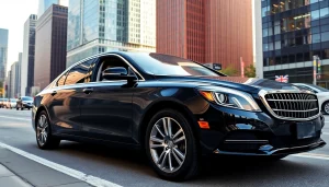 Experience top-quality Chauffeur Services near me with a professional driver and luxury vehicle in a vibrant city setting.