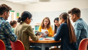 Engaging classroom scene showcasing Education through collaborative learning activities.