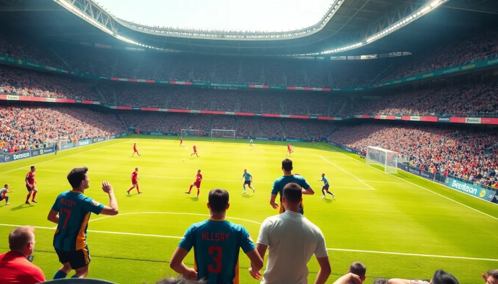 축구중계와 함께 열정적인 팬들이 가득한 경기장에서 선수들의 역동적인 순간을 담은 사진