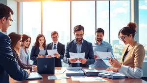 카드 현금화 시나리오에서 예시를 보여주는 현대적인 사무실 풍경