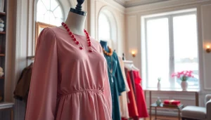 Rivelle clothing displayed beautifully in a boutique, showcasing fashion elegance and sophistication.