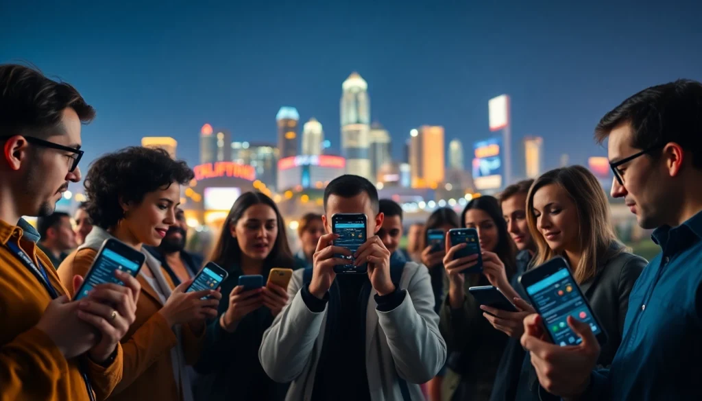 Engaged bettors using mobile apps for sports betting sites California in a vibrant city