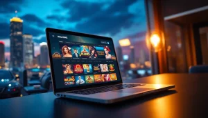 Experience the thrill of Canadian casinos online with engaging graphics and a vibrant backdrop.