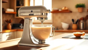 Showcase KitchenAid mixer NZ on a sunny kitchen counter, highlighting its design and features.