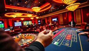 Experience high-stakes gaming at MM88 with poker chips on a luxurious casino table.
