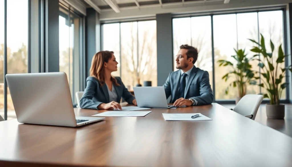Consultation with an intellectual property lawyer in a modern office for legal advice.