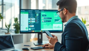 Enhance customer engagement with WhatsApp Business CRM on a sleek computer screen.