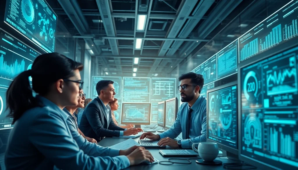 Professionals assessing advanced AI capabilities of Gemini 3 Pro in a modern tech environment.