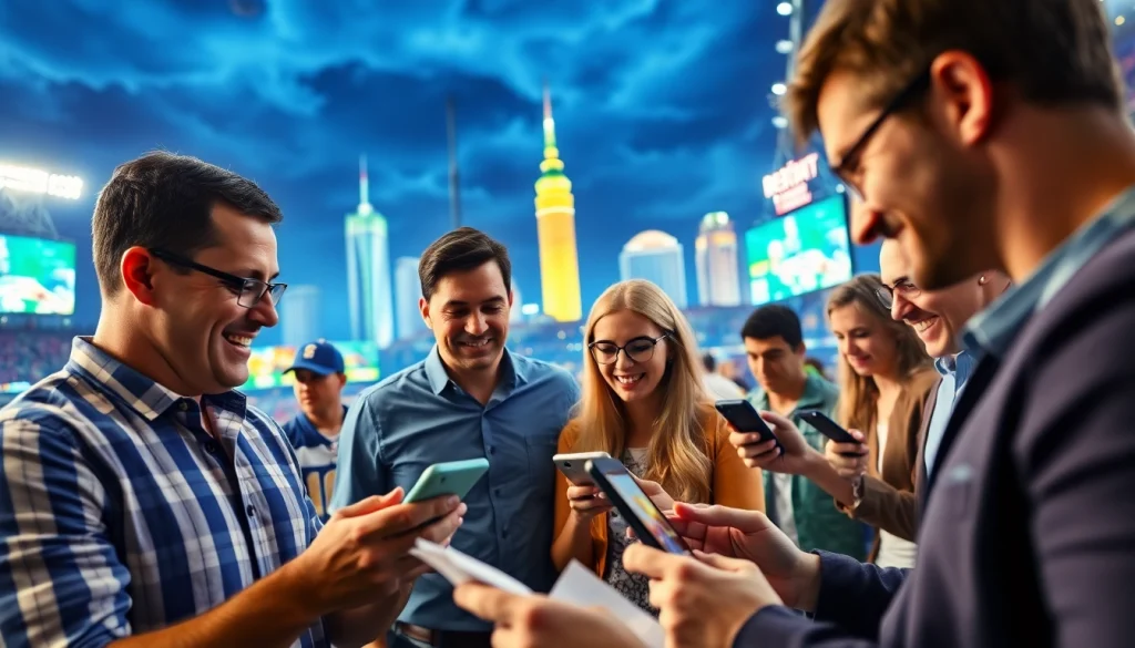 Explore sports betting sites Oklahoma with vibrant bettors engaging in a dynamic sports environment.