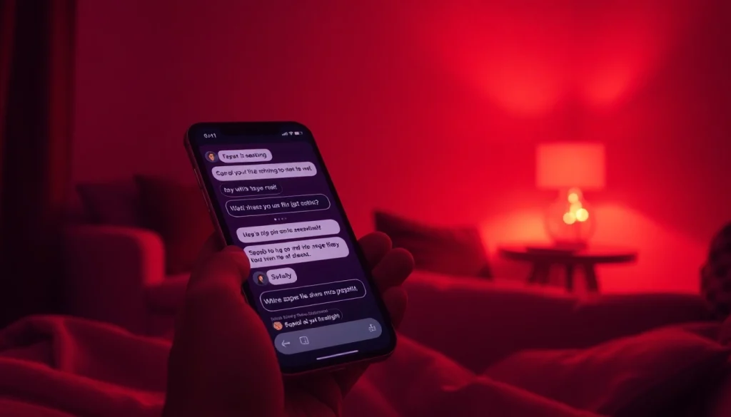 Engaging in ai sexting through a modern smartphone in a cozy, intimate setting.