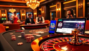 Experience the thrill of online gaming with the W88 link, featuring professional dealers and sophisticated casino elements.