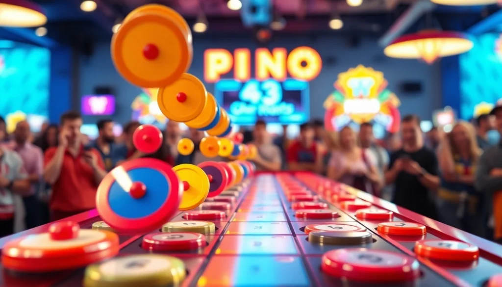 Menampilkan permainan plinko slot yang seru dengan disk berwarna yang jatuh ke papan pengganda.