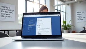 Create an eye-catching resume using the Resume Builder in a sleek office setting.