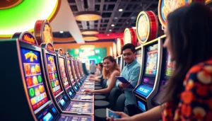 Exciting Kode4d slot gaming scene with players enjoying vibrant machines and a welcoming casino atmosphere.