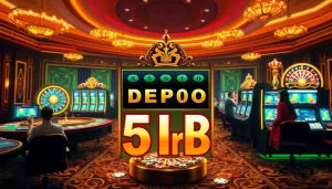 Engage in thrilling gameplay at slot depo 5rb with luxurious slot machine displays in a vibrant casino.