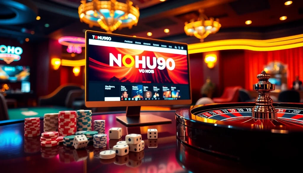 Experience the thrill of gaming on NOHU90 with vibrant casino visuals and engaging atmosphere.