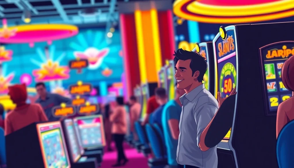 Membahas slot deposit 1k di kasino dengan mesin slot berwarna-warni dan suasana meriah.