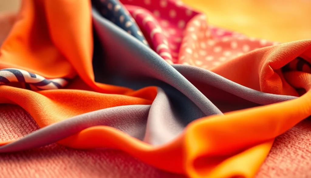 Bekijk de diverse kleuren en patronen van stretch stof op een zachte ondergrond.