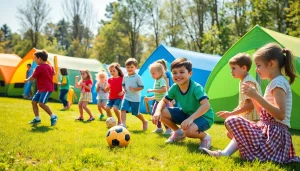 Kids enjoying fun activities at Holiday camps, showcasing teamwork and laughter.