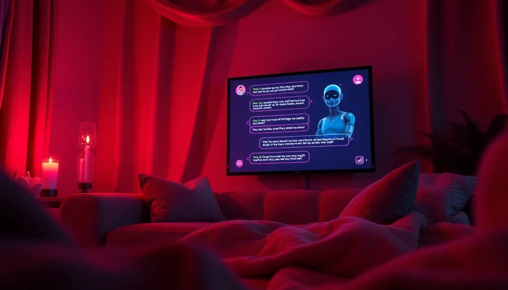 Engaging NSFW AI chatbot interface in a cozy setting