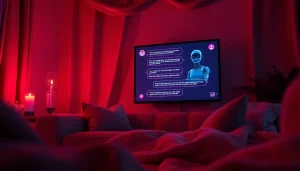 Engaging NSFW AI chatbot interface in a cozy setting