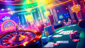 Engage in the excitement of a hentai game with an immersive casino atmosphere featuring poker chips and cards.