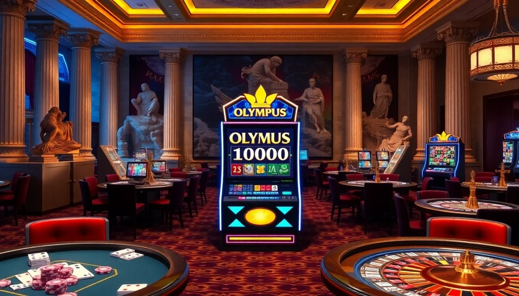 Engaging players with the Olympus 1000 slot machine in a luxurious casino atmosphere.