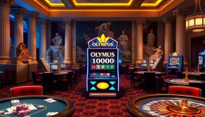 Engaging players with the Olympus 1000 slot machine in a luxurious casino atmosphere.